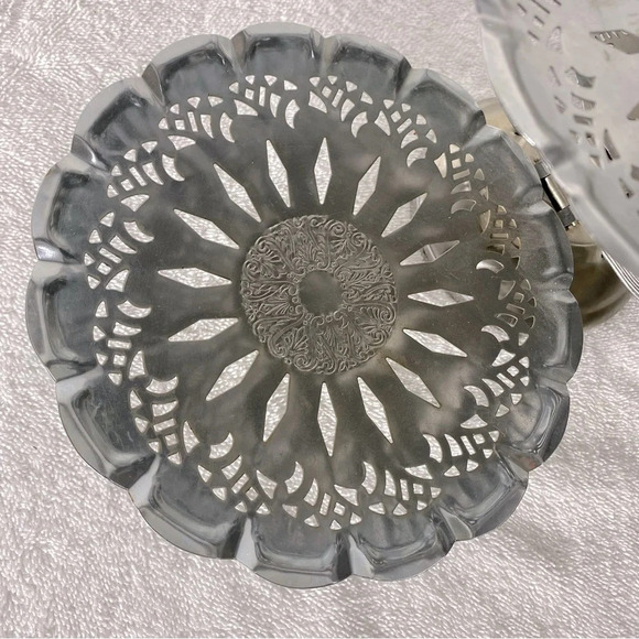 Vintage Silver Tone Three Tier Folding Dessert Sandwich  Serving Tray - Picture 8 of 16